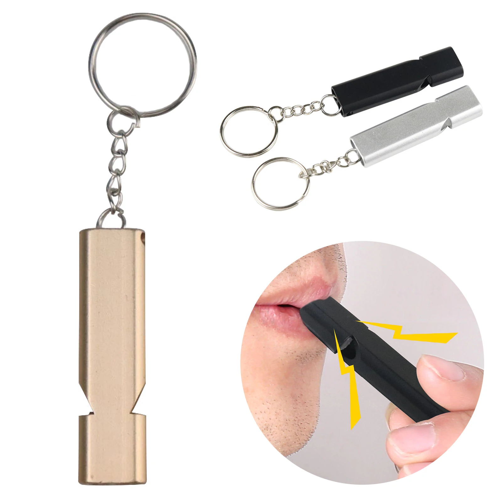 New Car Emergency Whistle Outdoor Safety Outdoor Camping Double Tube High Frequency Survival Whistle Self-Defense Tools