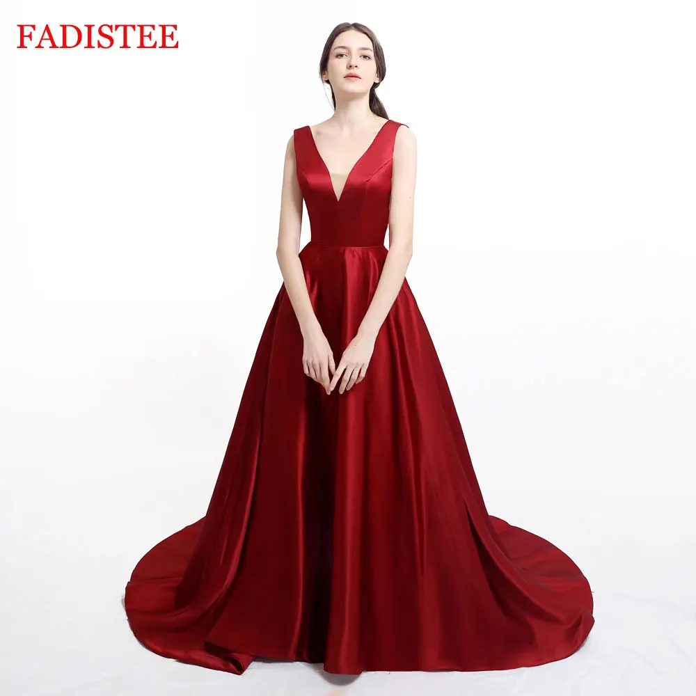 

Hot Sale Evening Prom Party Dresses Vestido De Festa Gown Robe De Soiree Pockets V-opening Sexy Vestido De Casamento Long Frock