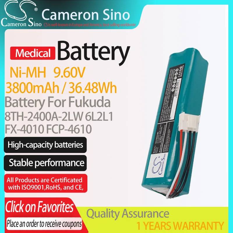 

CameronSino Battery for Fukuda FX-4010 FCP-4610 fits Fukuda 6L2L1 8TH-2400A-2LW Medical Replacement battery 3800mAh/36.48Wh