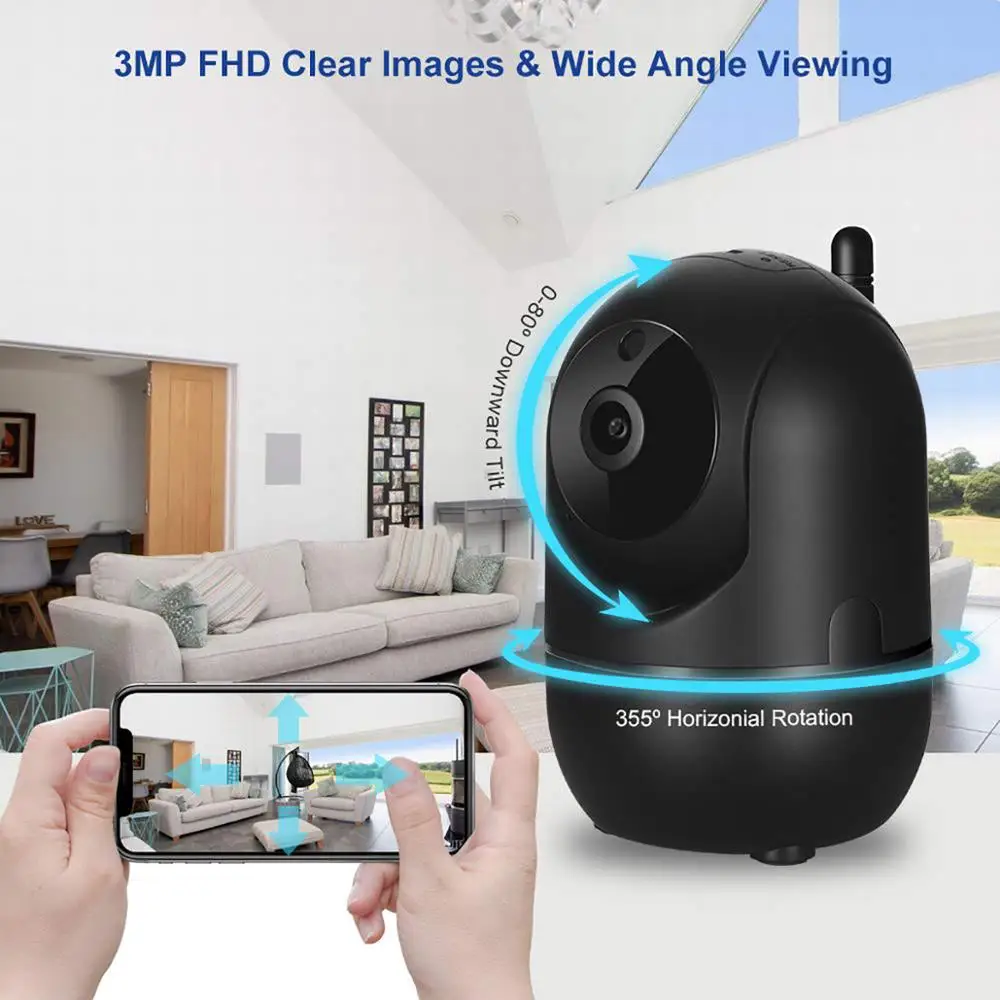 WOWPIC 1080P HD Wireless IP Camera Cloud Wifi Camera Smart Auto Tracking Human Home Security Surveillance CCTV Network AI Camera