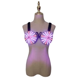 Pixel LED Bra Discolored Sexy Underwear Party Dress Belly Dance Light Up Bra Glowing Bikini Luminous Costumes Accessories