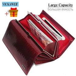 Free Gift Genuine Leather Womens Wallets Patent Alligator Bag Female Design Clutch Long Multifunctional Coin Card Holder Purses