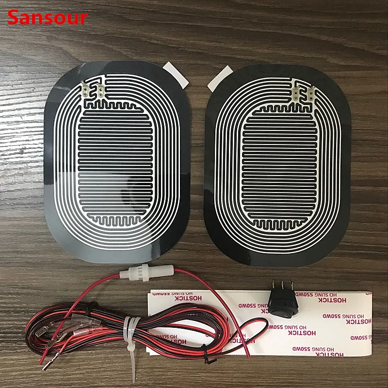 Sansour DC 12V Car Electric Mirror Glass Heated Pad Mat Defoggers Remove Frost Side Mirror Glass Heat Heated Pad x 2pcs/Set