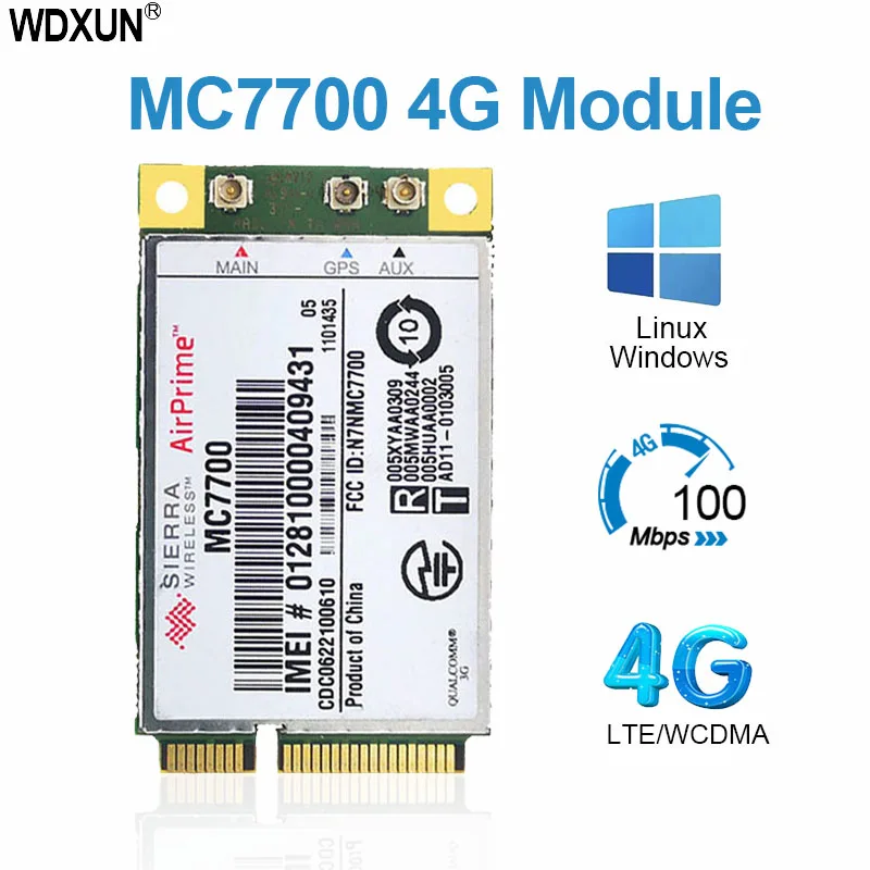 

Unlocked 4G WWAN GPS module Sierra MC7700 Mini PCI Express GOBI4000 HSPA+ 4G LTE 100Mbps Wireless WLAN Card GPRS Module