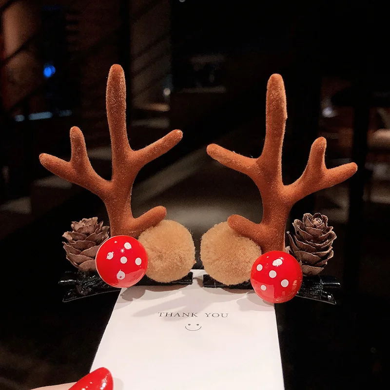 Christmas Hair Clips For Girls Cute Deer Ear Hairpins Hairgrips Kids Christmas Antler Hairpin Barrette Exquisite Christmas Gift