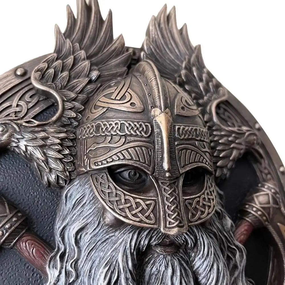 الفايكنج Berserker مزدوجة الفأس فالهالا جدار النحت الراتنج الحلي حديقة تمثال لوحة جدار المنزل الديكور تمثال المحارب