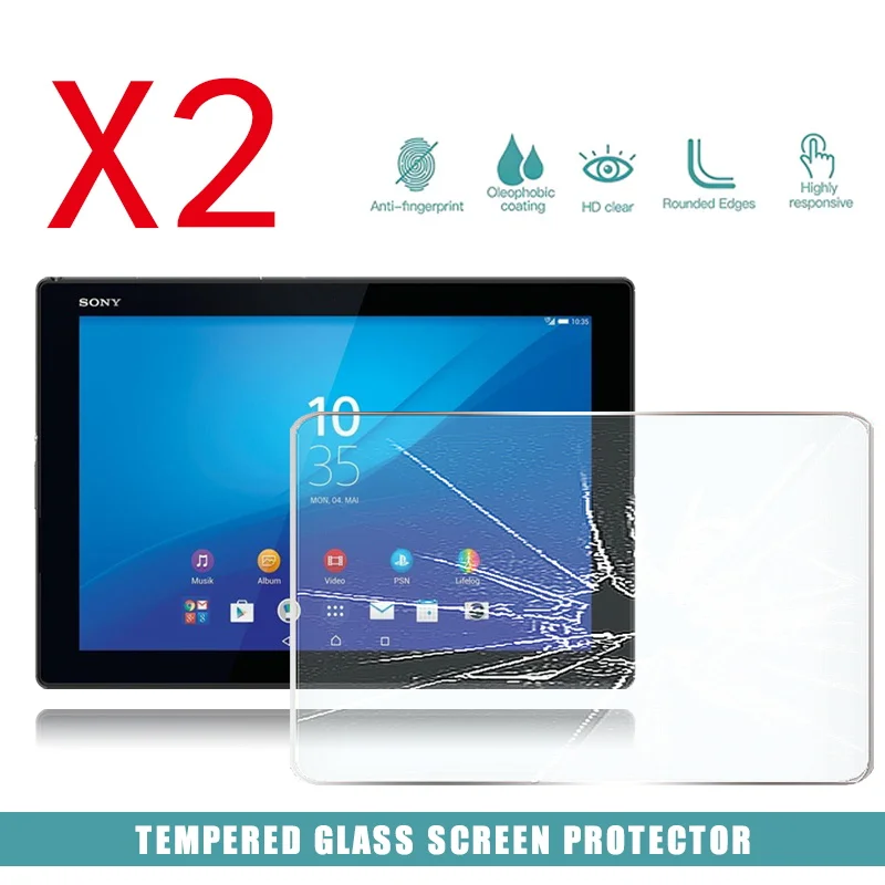 2Pcs Tablet Tempered Glass Screen Protector Cover for Sony Xperia Z4 LTE 10.1