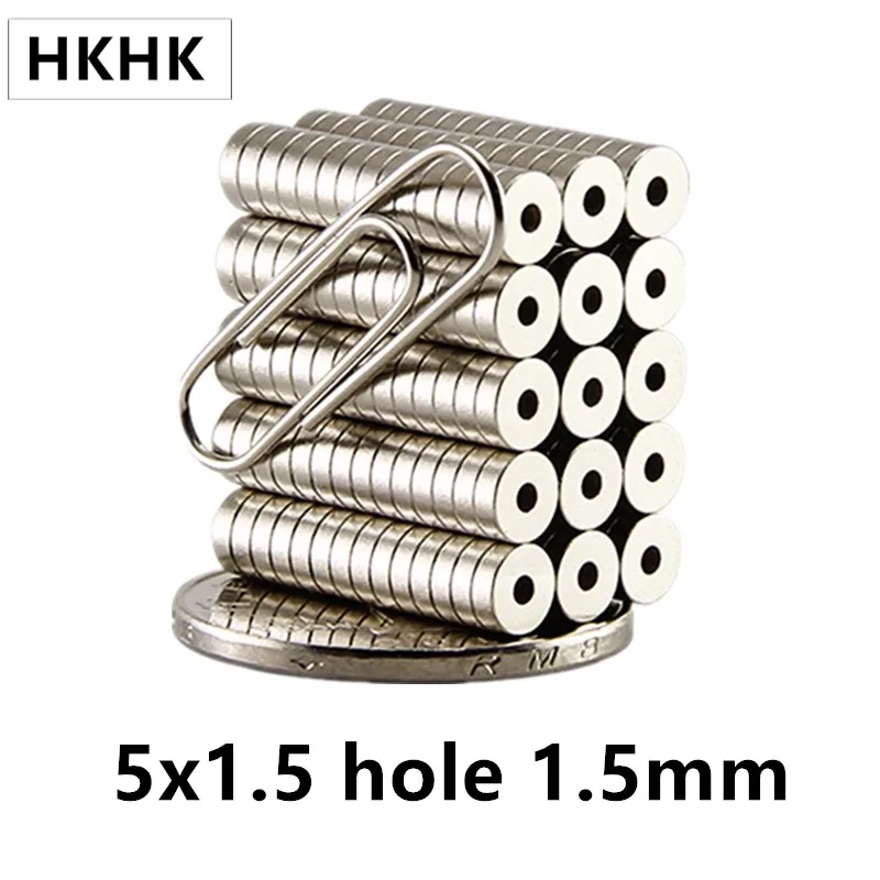 

Neodymium Magnet Mini Dia 5x1.5mm Hole 1.5mm Countersunk Ring Magnets N50 Strong Round wholesale 5mm