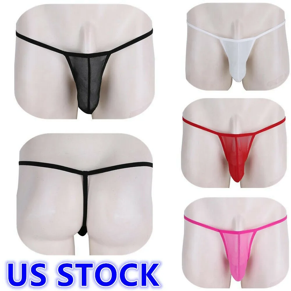 Micro Bikini Mens G String Cover Penis Transparent Thong Low Rise Briefs Underwear T-Back Erotic Hombre Male Lingerie Tanga