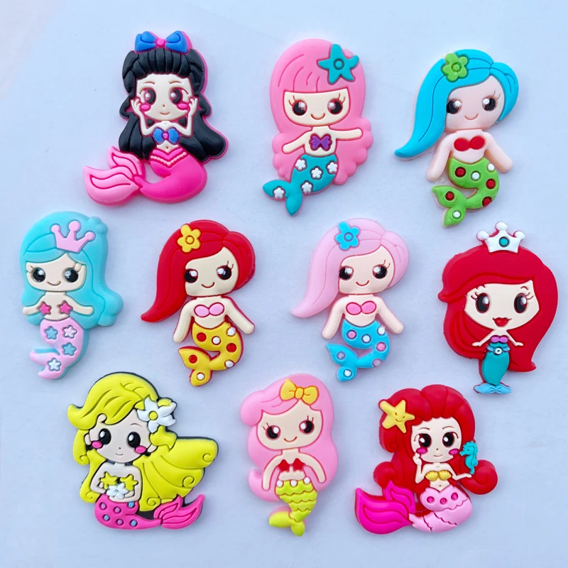 20 Pcs Cute Cartoon Mermaid Series Flat Back Soft Rubber DIY Scrapbook Headdress Mobile Phone Case Decoration Accessories A70