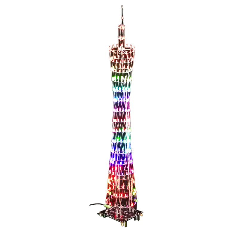 (Small Version) GuangZhou Tower Diy Kit Music Spectrum Lamp Diy Light Cube Kit Electronic DIY Production Parts