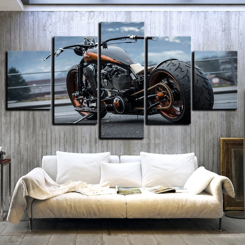 

5 Pcs Big Tire Luxury Motorcycle Canvas Pictures Print Wall Art Canvas Paintings Wall Decorations for Living Room Unframe