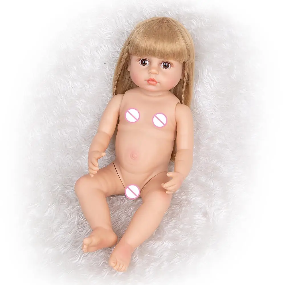 Keiumi 55Cm Mooie Reborn Boneca Siliconen Volledige Silicone Baby Meisje Vinyl Pop Realistische Kinderen Dag Geschenken Bed Tijd playmate