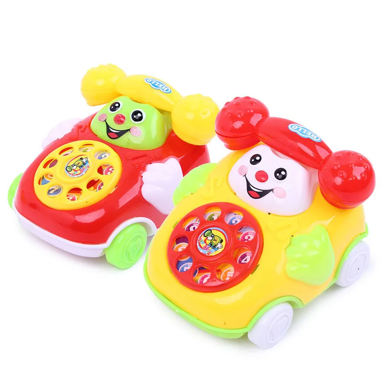 

Clockwork Toys Baby Simulation Phone Toys Cartoon Pull Line Phone Gift Develop Intelligence Education Wind Up Toys For Kid