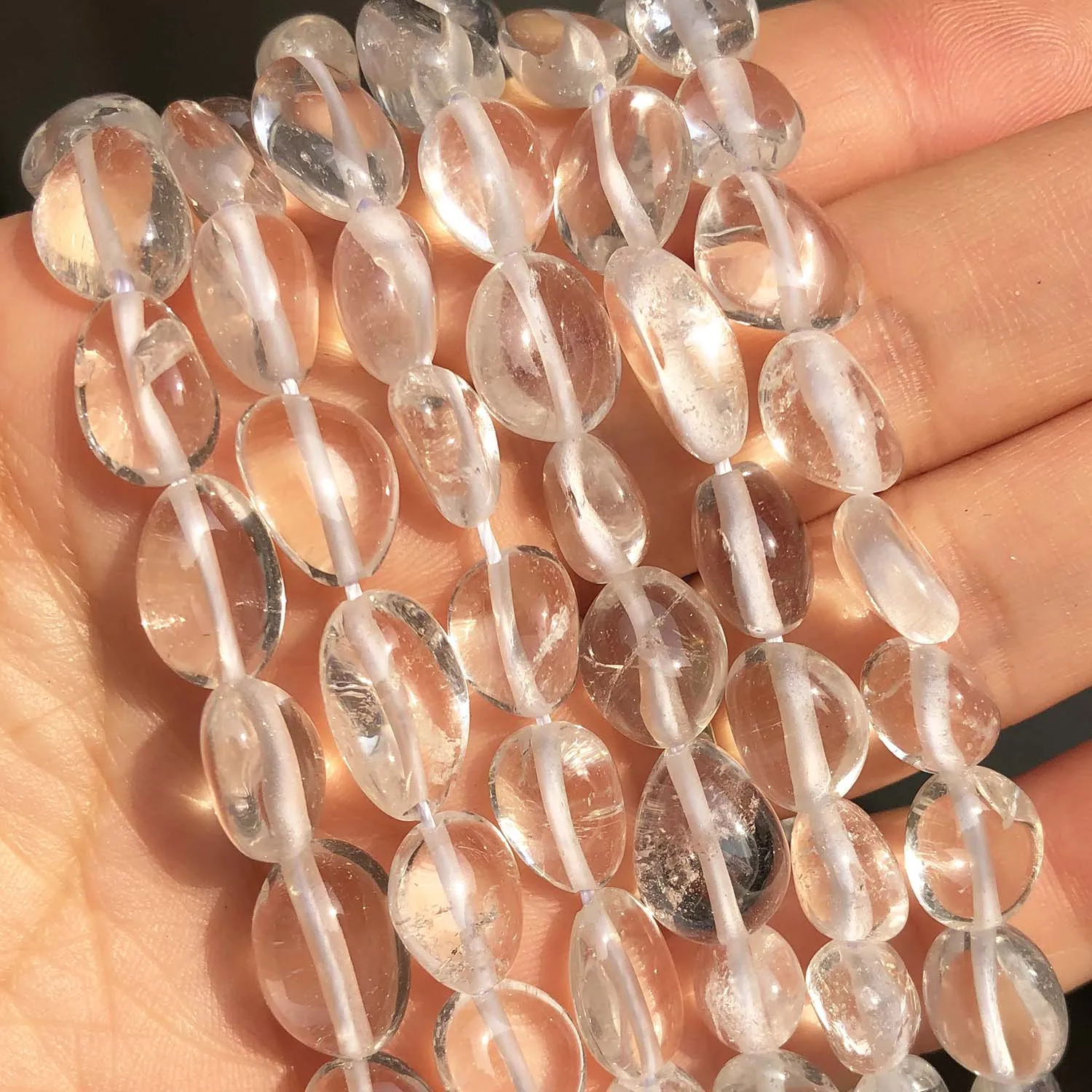 8-10mm Irregular Natural Clear Quartz Crystal Beads Smooth Loose Spacer Stone Beads For Jewelry Making DIY Bracelet 15'' Strand