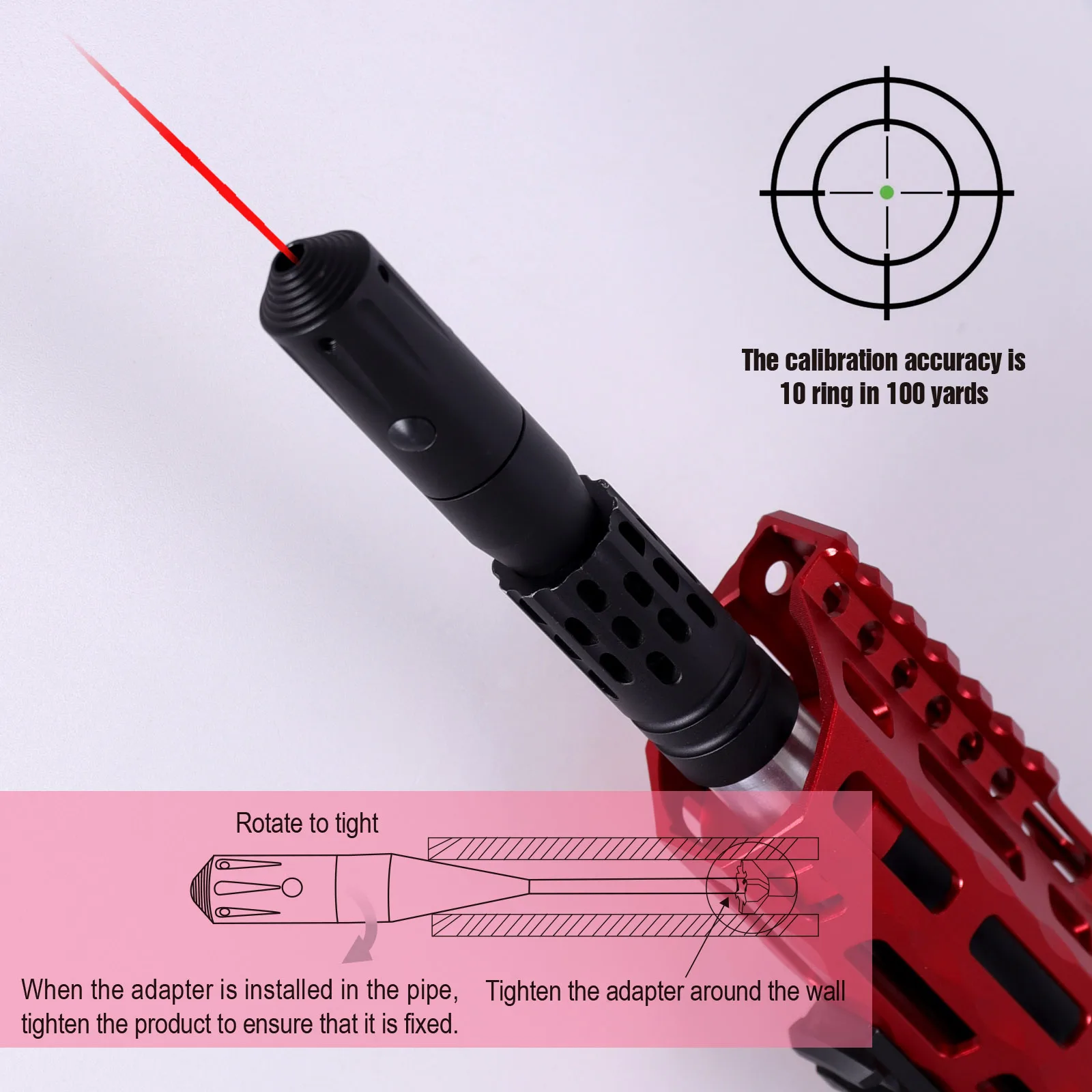 Aplus New Red Dot Laser Bore Sight Collimator 7 kinds Bore Adjustable Adapter from .177-.78 cal 12 GA With Off/On Switch