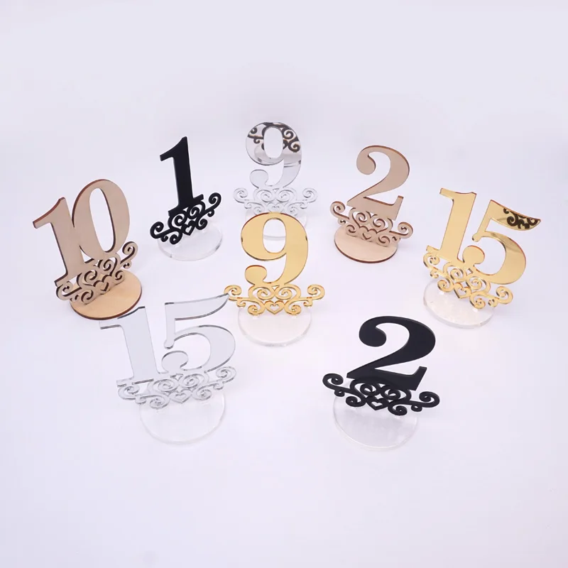 One Sets Of Acrylic Table Numbers Birthday Desktop Cards Wedding Baby Shower Table Holder Party Decoration