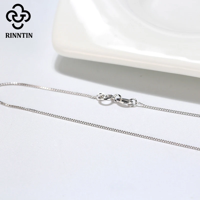 Rinntin 2021 Trend Silver 925 Fashion 0.6/1.0/1.5mm Thin Link Box Chain for Women Men Chain Necklace Accessorie Jewelry SC07