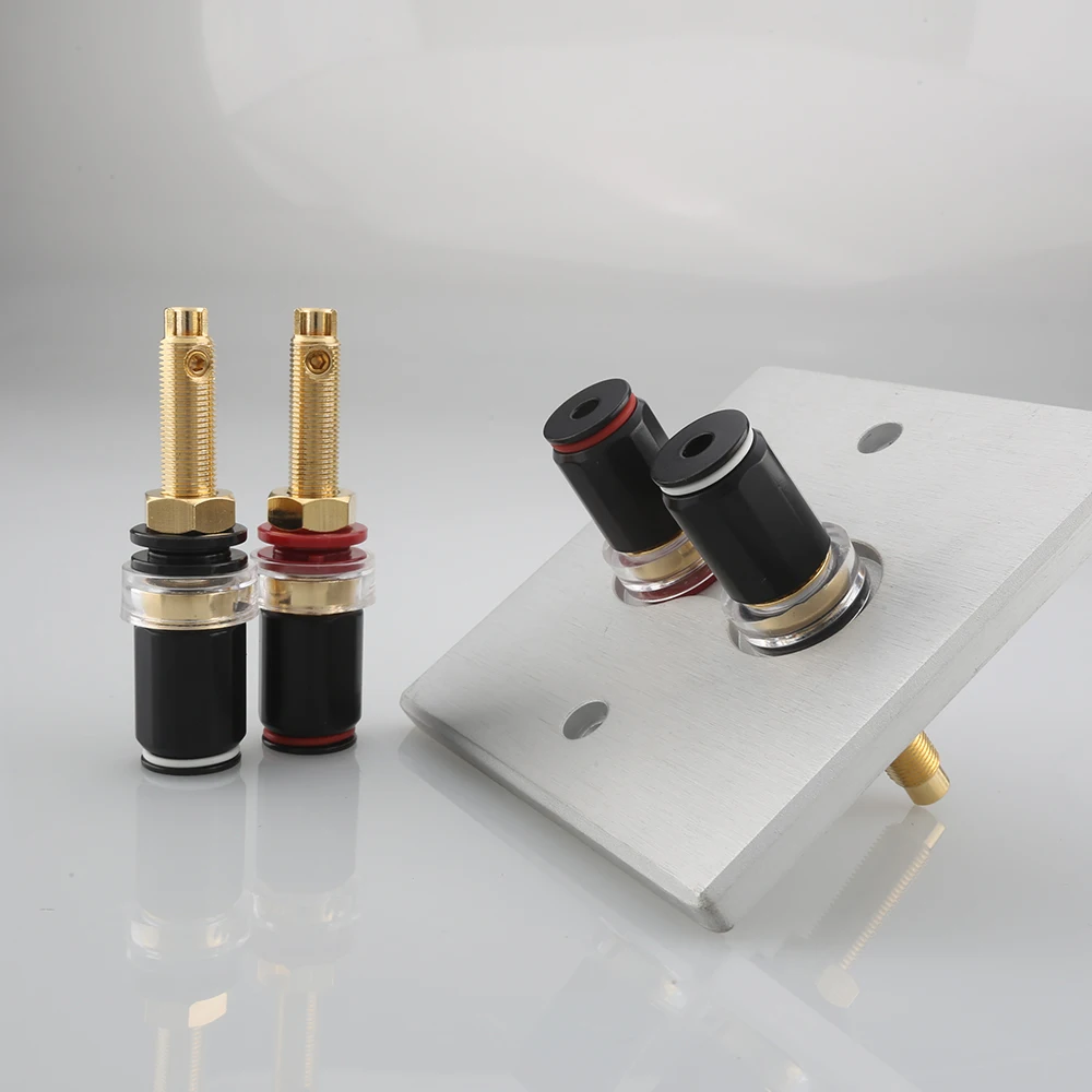 ST665R/G 4PCS Gold Rhodium Plated Speaker Terminal Brass Audio Amplifier Binding Post Connector For 4mm Banana Plug socket long