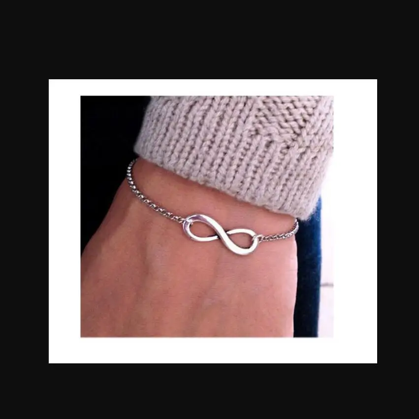 المرأة محظوظ 8 والقلب إنفينيتي سحر أساور هدية الرقيق سوار اليد مجوهرات S2048 #4
