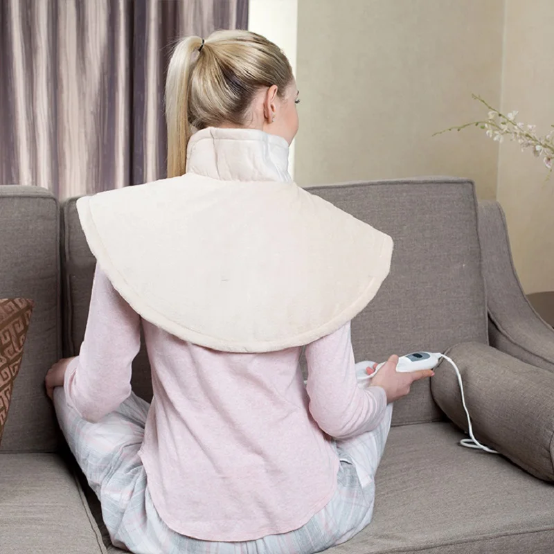 Almofada de aquecimento elétrica, 220v-240v, 100w, 60*62cm, para pescoço e ombro, alívio da dor, enrolado em volta do controle de tomada da ue