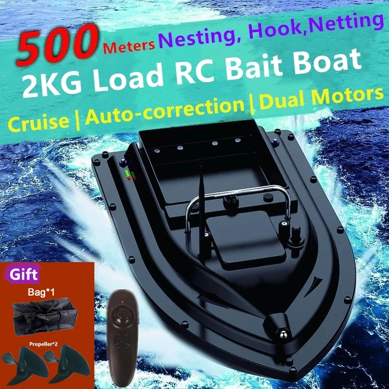 

RC Fishing Boat with Carry-bag 500M Long Range 9600mah Battery 2KG Load Automatic Correct Route RC Bait Boat Dual Propeller