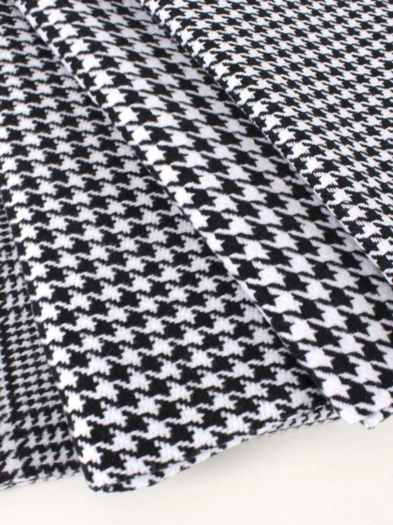 Width 59'' Classic Fashion Thickened Black White Thousand Bird Check Fabric By The Half Yard For Suit Jacket Skirt Material