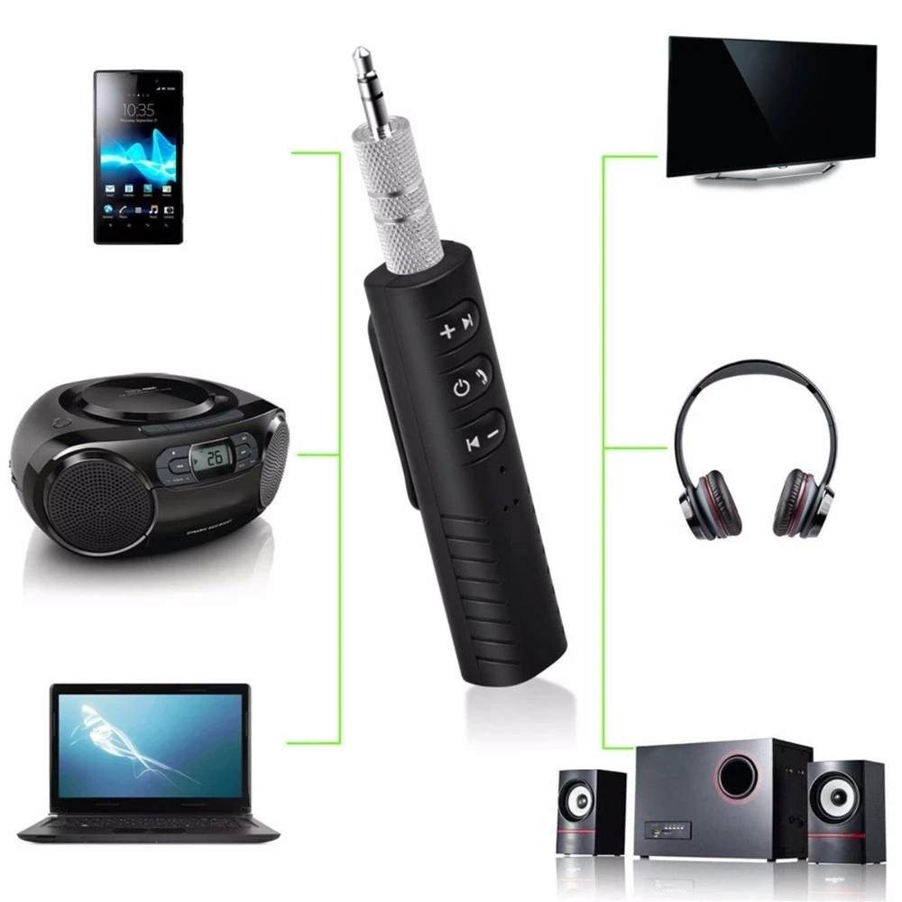 3.5mm JackClip-on Wireless Bluetooth-compatible Receiver Car kit Audio Music adapter with Mic for Headphone Speaker