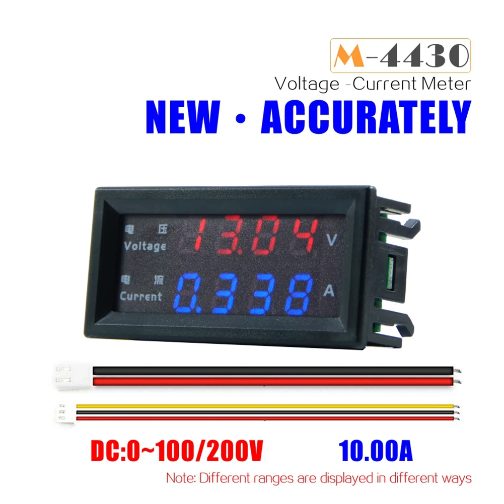 M4430 DC 100V 200V 10A woltomierz cyfrowy amperomierz 4-cyfra 0.28 cal wyświetlacz LED napięcie Volt Amp Tester miernik panelu