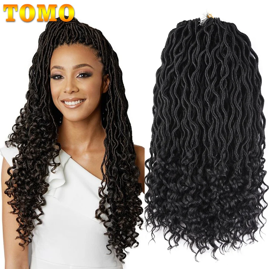 TOMO Faux Locs Curly Crochet Braid Hair 20inch24roots Ombre Synthetic Braiding Hair Extensions Burgundy Black Red