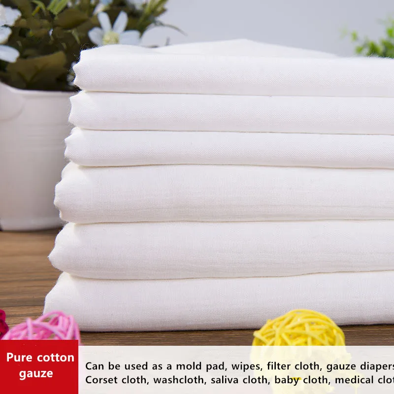 100cm*145cm Pure cotton white gauze cloth Baby saliva towel diaper cotton fabric Food grade, medical wholesale100% Cotton Diy