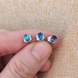 Stainless Steel Earrings With Mini 3mm Colorful Stones Zircons No Fade Allergy Free