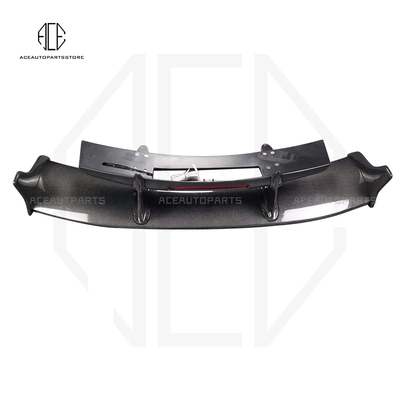 For Nissan GTR R35 Real Carbon Fiber Car Rear Wing Trunk Lip Spoiler Cooperate With LED Top Secret Style