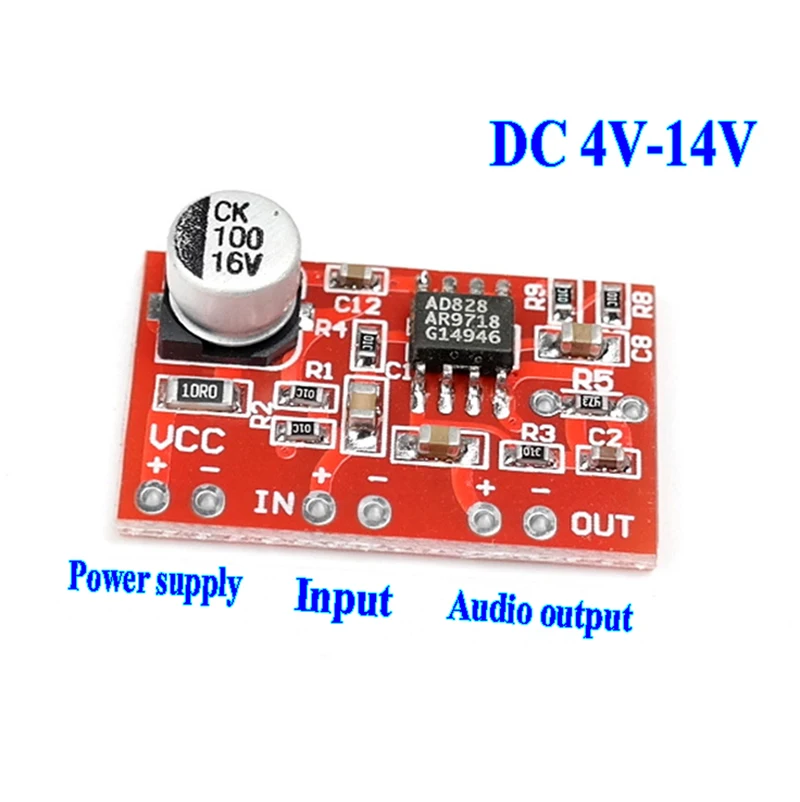 AD828 Piezoelectric Ceramic Preamp Preamplifier Board Pickup Module DC 4V-14V