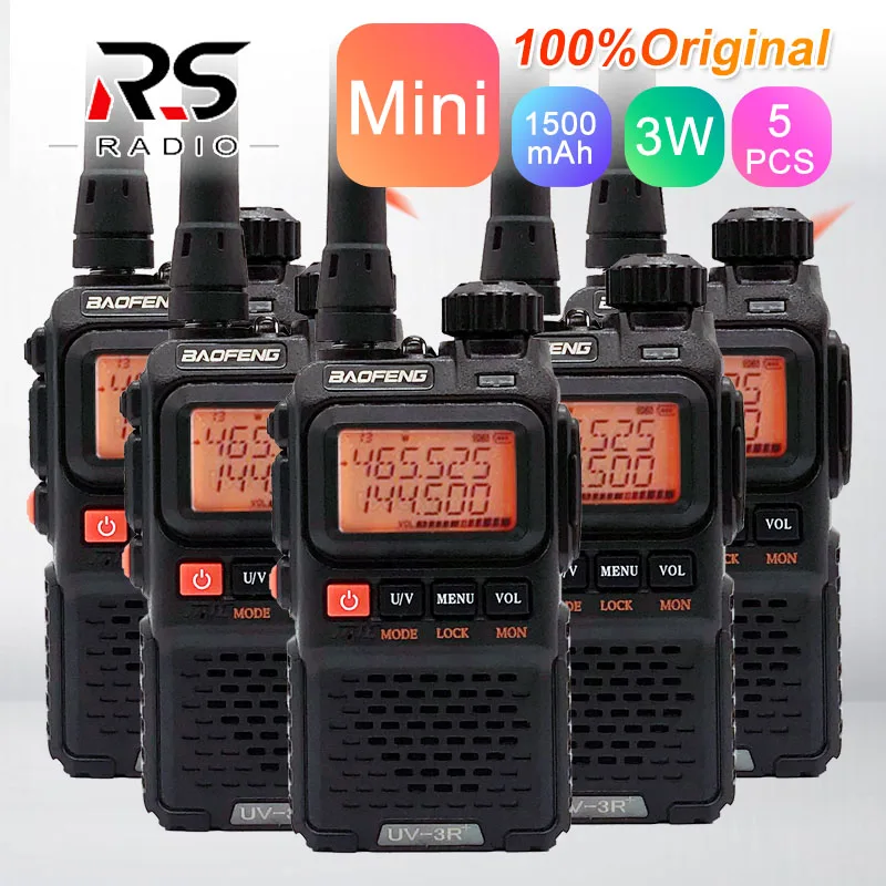 

5PCS BAOFENG UV-3R Plus Mini Walkie Talkie Dual Band VHF UHF Ham CB Radio Station UV3R Amateur Radio Transceiver for Hunting