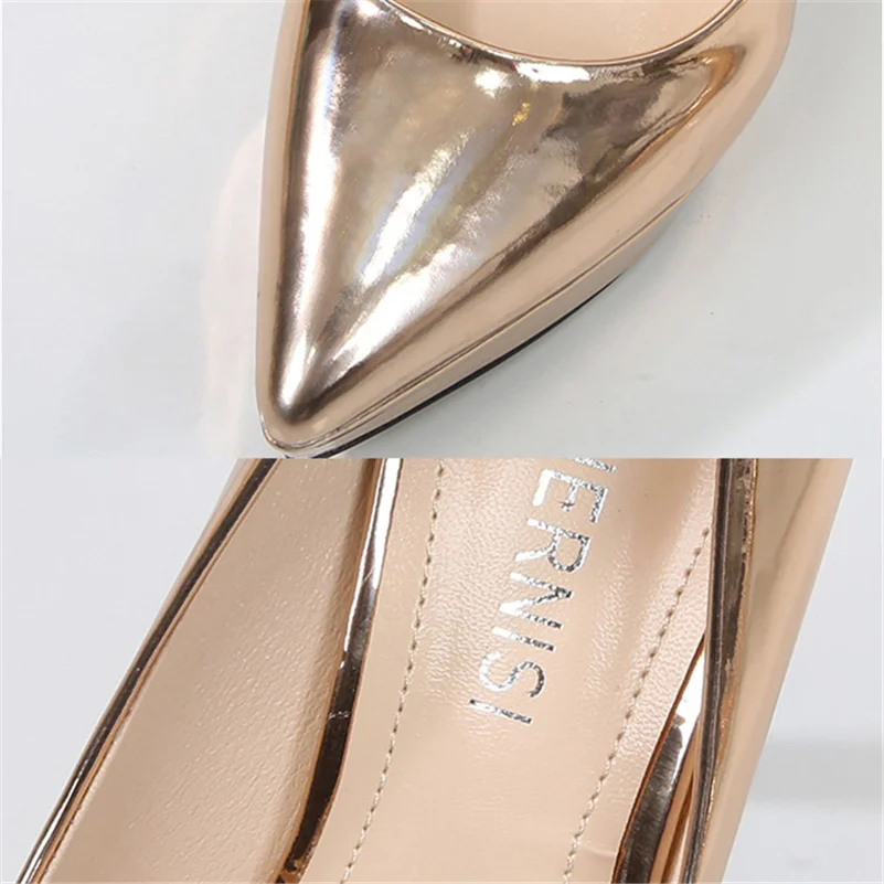 Women 12cm High Heels 2.5cm Platform Fetish Gold Pumps Lady Wedding Bridal Plus Size Bling Heels Nightclub Silver Party Shoes