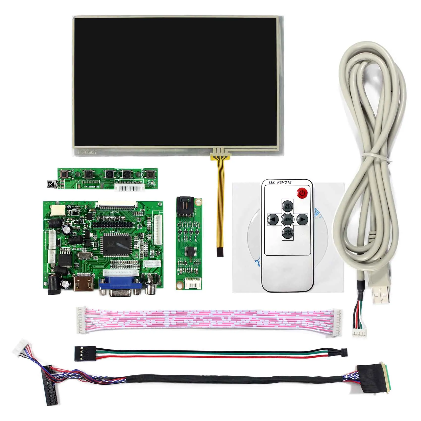 Tela lcd com sensor de toque, placa de 7 polegadas, x, ips