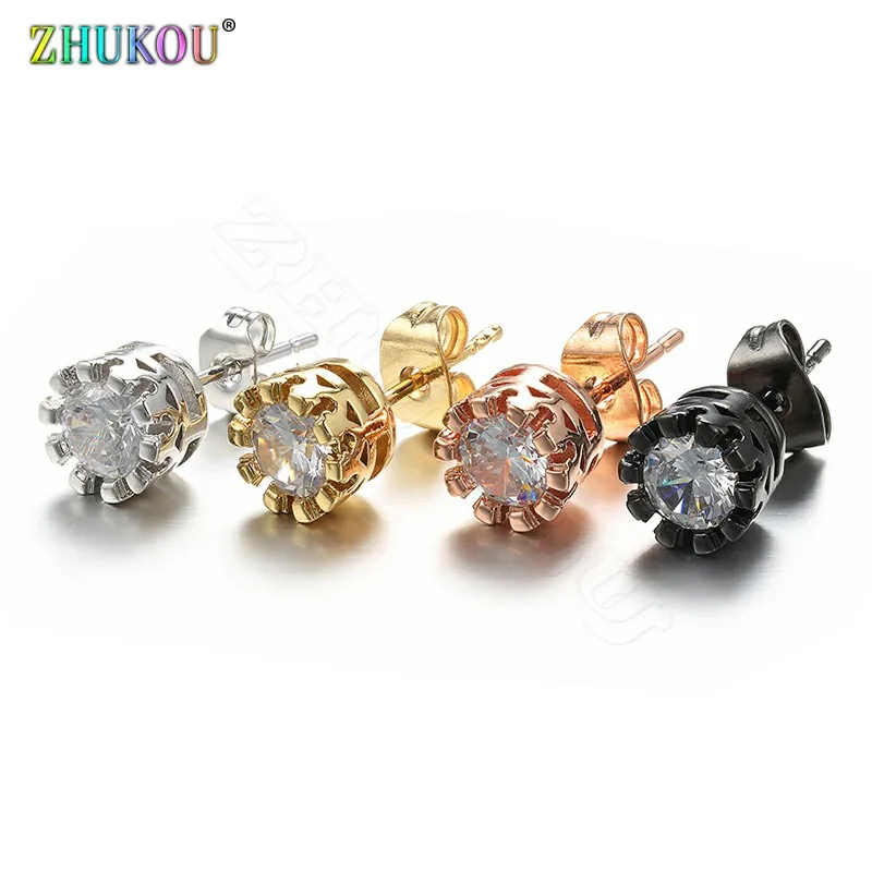 ZHUKOU 7x17mm korean women earrings jewelry shiny gold color stud earrings small star earrings with stones model:VE35