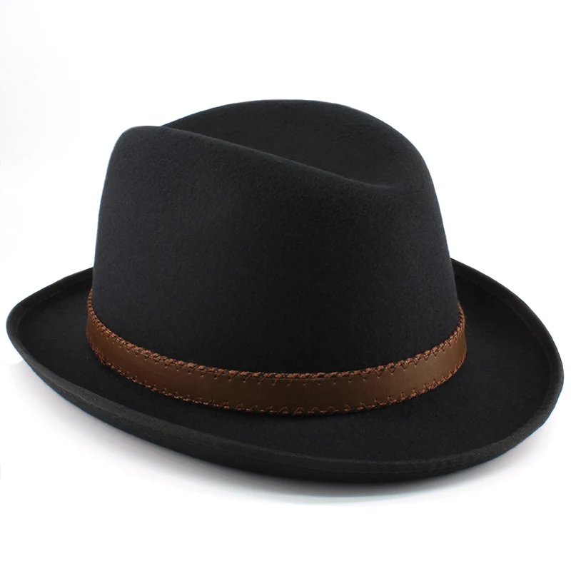 Men Women Wool Blend Classical Retro Homburg Hats Party Fedora Caps Outdoor Trilby Sunhat Jazz Winter Warm Adjustable Size M-L