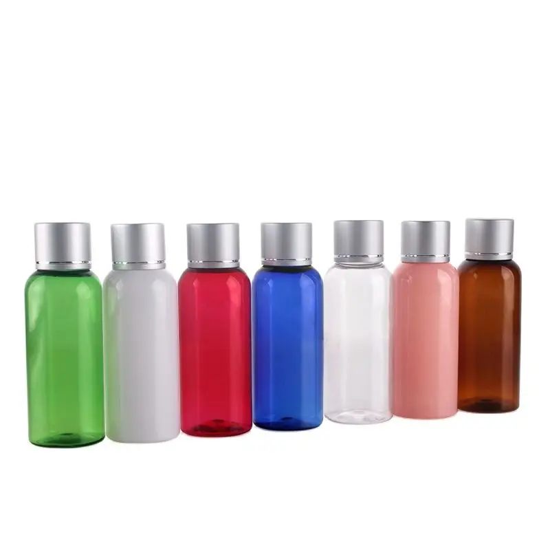 50ml PET  plastic bottle matte silver lid plastic stopper water lotion/shampoo/emulsion/body toner toilet water skin carepacking