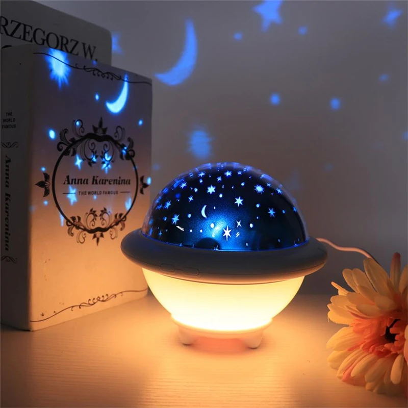 Novelty Star Projector Night Light Astro Sky Projection LED NightLights Lamp Battery USB Cable for Children Party
