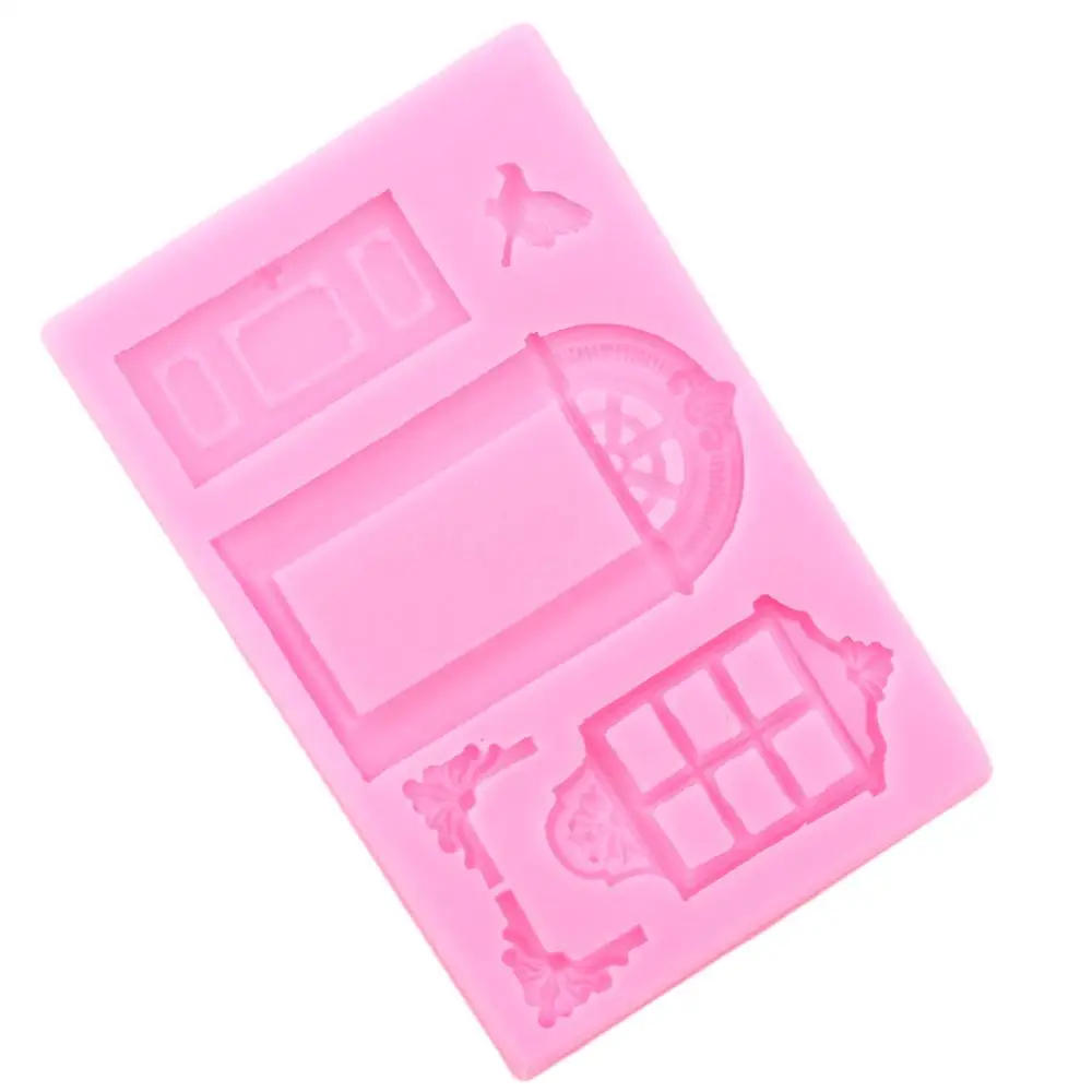 Window Door Cake Border Silicone Molds DIY Birds Wedding Fondant Cake Decorating Tools Candy Clay Chocolate Gumpaste Mould