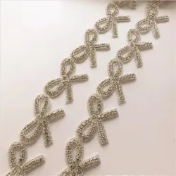 1 yard rhinestone di hotfix perline arco trim abito da sposa cinturino decorazione