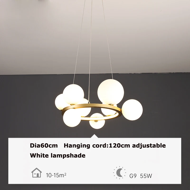 LED zilveren kroonluchter Art Deco postmoderne Bubbles glazen kroonluchter Ronde zwarte ophanging voor eetkamer ringkroonluchter