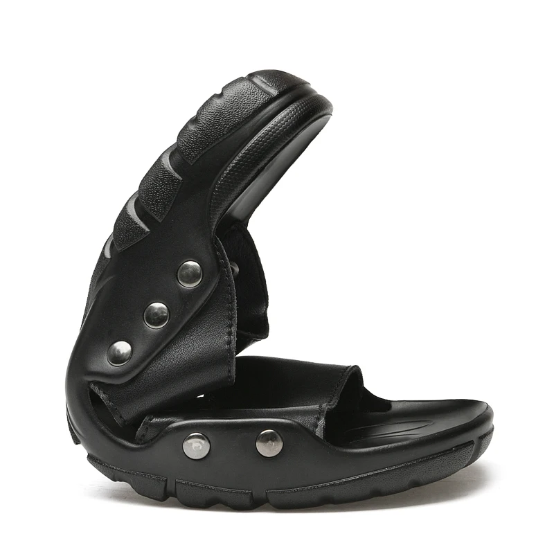 Chanclas de cuero para hombre, zapatos informales de talla grande 50, 51, 52, sandalias suaves negras para playa y exteriores, 2021