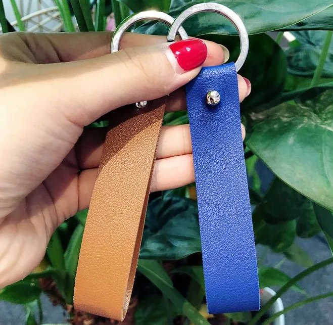 Famous Red Green Tricolor Stripe Leather Rope Car Keychain Key Chains Holder Hanging Key Rings Keyring Bag Gifts For Men