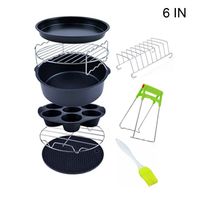 Air Fryer Accessories Set of 9 Fit for 6/7/8 Inch Oven Cake & Pizza Pan Metal Holder Skewer Rack & Skewers BPA