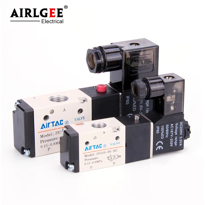 

3V110-06 3V210-08 3V310 4M210-08/4M310-10 3Port 2Position 1/4" 1/8" BSP Single Solenoid Pneumatic Air Valve DC24V AC220V