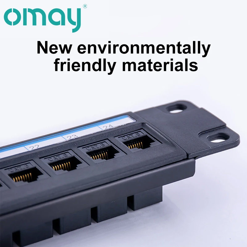 OMAY 19in1UCabinet Rack Pass-through 24 Port CAT6Patch Panel RJ45 Network Cable Adapter Keystone Jack Modular Distribution Frame