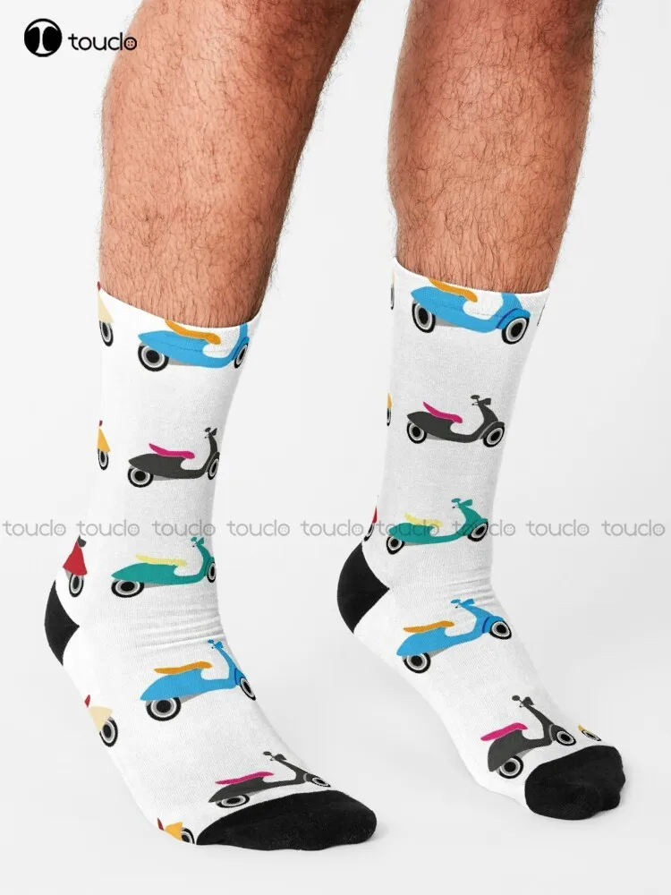 Colourful Vespas Socks Socks Personalized Custom Unisex Adult Teen Youth Socks 360° Digital Print Halloween Christmas Gift